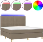 vidaXL Κρεβάτι Boxspring με Στρώμα & LED Taupe 160x200 εκ. Υφασμάτινο