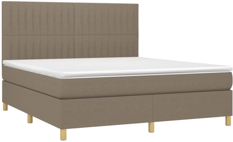 vidaXL Κρεβάτι Boxspring με Στρώμα & LED Taupe 160x200 εκ. Υφασμάτινο