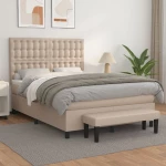 vidaXL Κρεβάτι Boxspring με Στρώμα Καπουτσίνο 140x200εκ.από Συνθ.Δέρμα