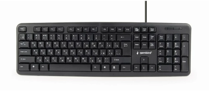 Πληκτρολόγιο GEMBIRD KB-U-103-RU Μαύρο Μονόχρωμος Αγγλικά Ρωσικά QWERTY