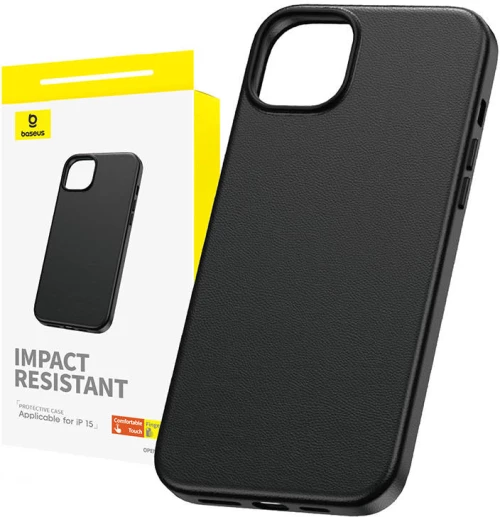 Phone Case for iPhone 15 Baseus Fauxther Series (Black)