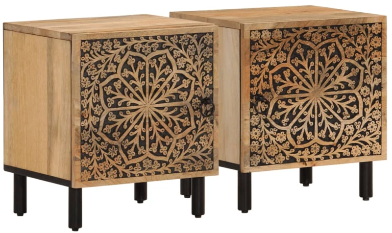 vidaXL Κομοδίνα 2 τεμ. 40 x 33 x 46 εκ. από Μασίφ Ξύλο Μάνγκο