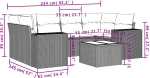 vidaXL Καναπές Σετ 7 Τεμαχίων Μαύρο Συνθετικό Ρατάν με Μαξιλάρια