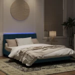vidaXL Πλαίσιο Κρεβατιού με LED Μπλε 140x200 εκ. Βελούδινο
