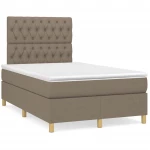 vidaXL Κρεβάτι Boxspring με Στρώμα & LED Taupe 120x190 εκ. Υφασμάτινο