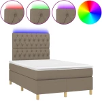 vidaXL Κρεβάτι Boxspring με Στρώμα & LED Taupe 120x190 εκ. Υφασμάτινο