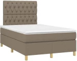 vidaXL Κρεβάτι Boxspring με Στρώμα & LED Taupe 120x190 εκ. Υφασμάτινο
