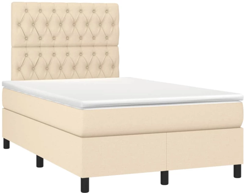 vidaXL Κρεβάτι Boxspring με Στρώμα Κρεμ 120x190 εκ. Υφασμάτινο