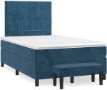 vidaXL Κρεβάτι Boxspring με Στρώμα Σκούρο Μπλε 120x190 εκ. Βελούδινο