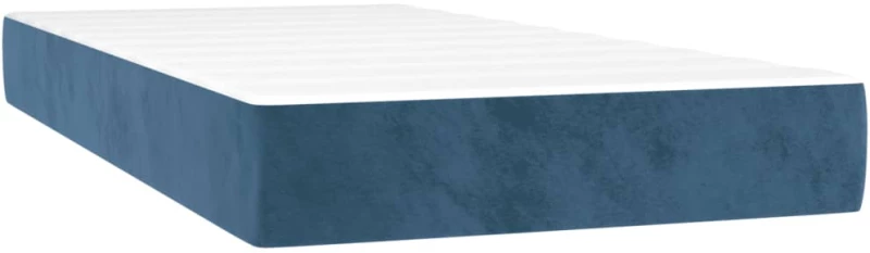 vidaXL Κρεβάτι Boxspring με Στρώμα Σκούρο Μπλε 120x190 εκ. Βελούδινο