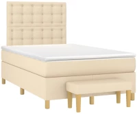 vidaXL Κρεβάτι Boxspring με Στρώμα Κρεμ 120x190 εκ. Υφασμάτινο