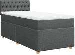 vidaXL Κρεβάτι Boxspring με Στρώμα Σκούρο Γκρι 90x190 εκ. Υφασμάτινο