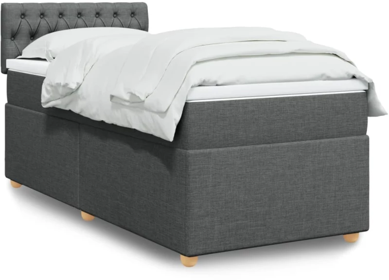 vidaXL Κρεβάτι Boxspring με Στρώμα Σκούρο Γκρι 80x200 εκ. Υφασμάτινο