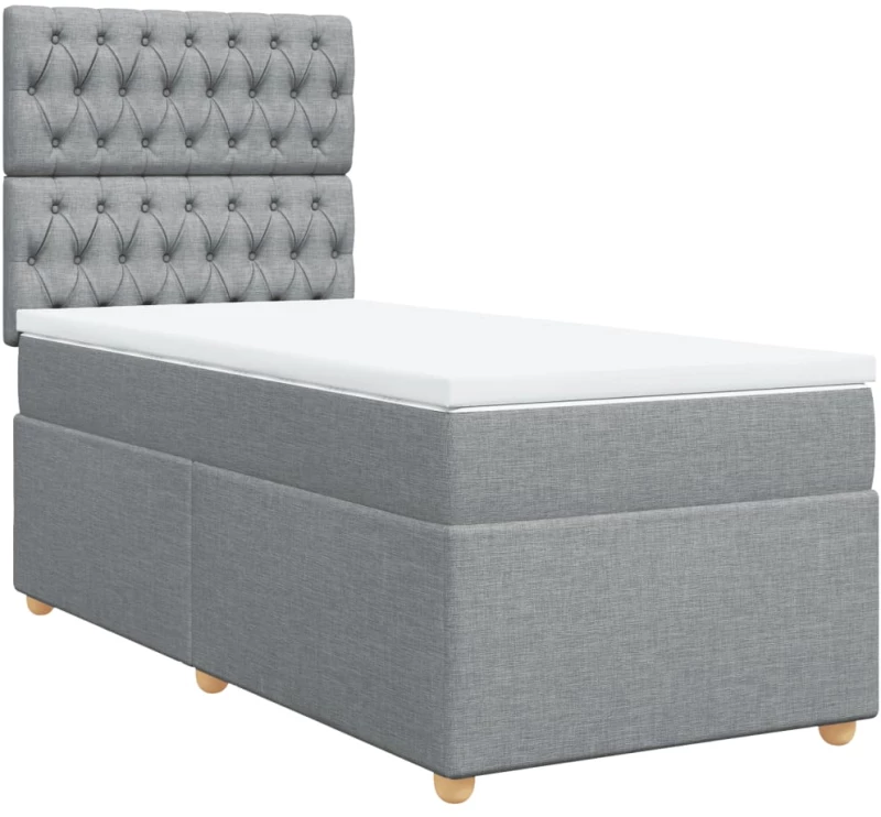 vidaXL Κρεβάτι Boxspring με Στρώμα Ανοιχτό Γκρι 100x200 εκ. Υφασμάτινο