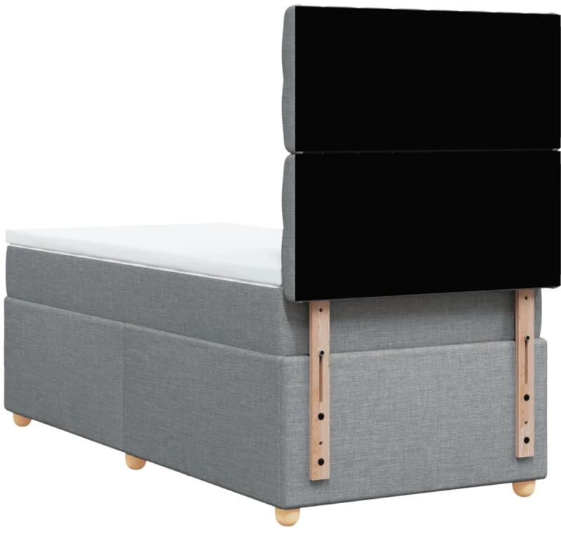 vidaXL Κρεβάτι Boxspring με Στρώμα Ανοιχτό Γκρι 100x200 εκ. Υφασμάτινο