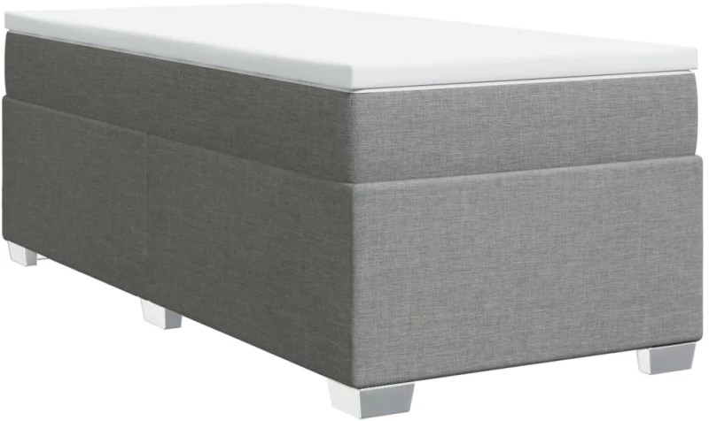 vidaXL Κρεβάτι Boxspring με Στρώμα Ανοιχτό Γκρι 90x200 εκ. Υφασμάτινο