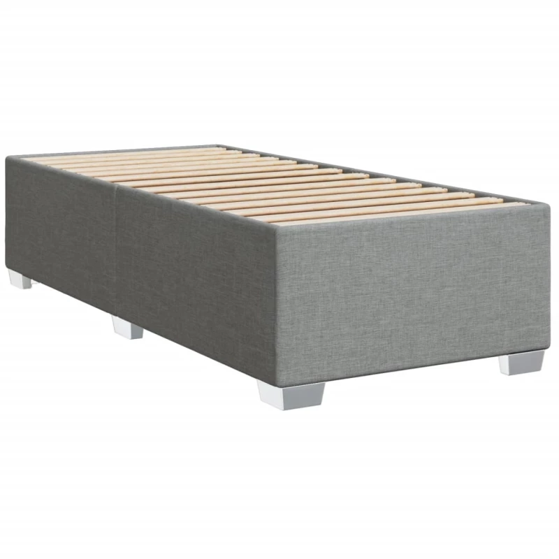 vidaXL Κρεβάτι Boxspring με Στρώμα Ανοιχτό Γκρι 90x200 εκ. Υφασμάτινο