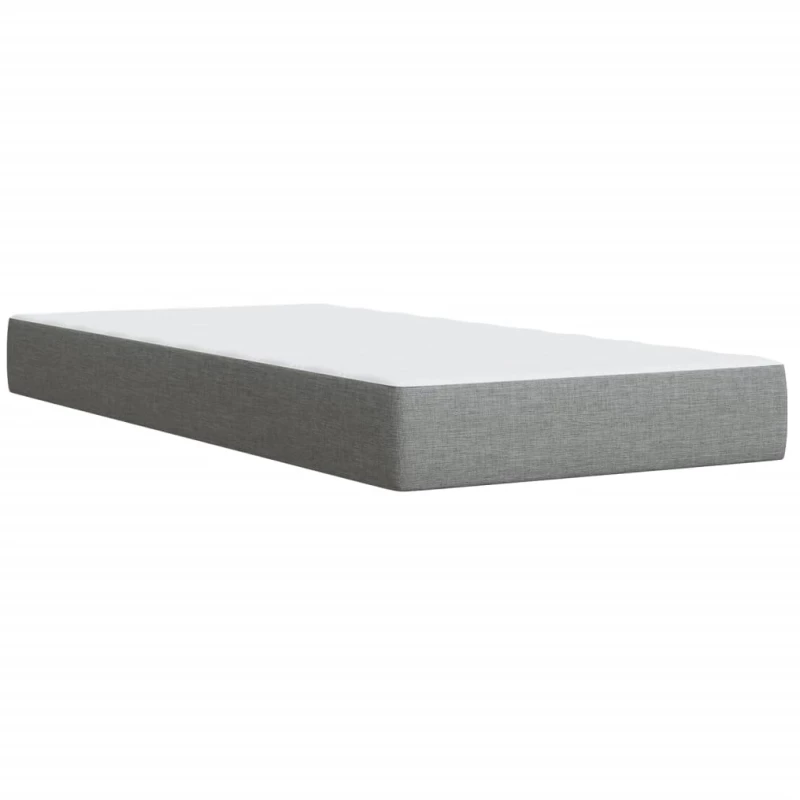vidaXL Κρεβάτι Boxspring με Στρώμα Ανοιχτό Γκρι 90x200 εκ. Υφασμάτινο