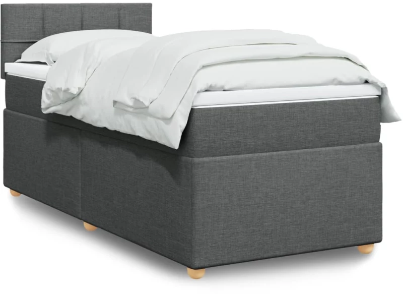vidaXL Κρεβάτι Boxspring με Στρώμα Σκούρο Γκρι 80x200 εκ. Υφασμάτινο