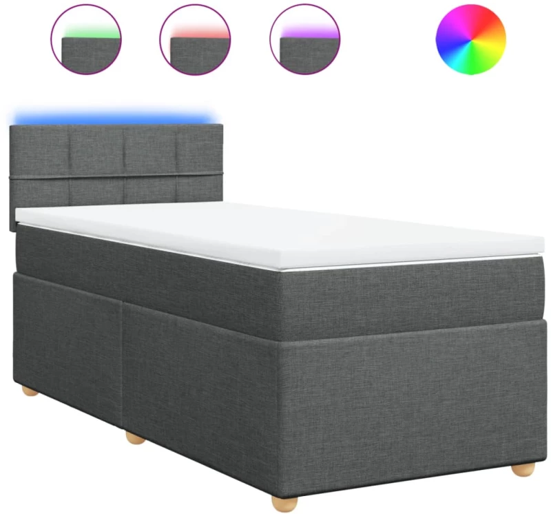 vidaXL Κρεβάτι Boxspring με Στρώμα Σκούρο Γκρι 80x200 εκ. Υφασμάτινο