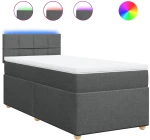 vidaXL Κρεβάτι Boxspring με Στρώμα Σκούρο Γκρι 80x200 εκ. Υφασμάτινο
