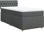 vidaXL Κρεβάτι Boxspring με Στρώμα Σκούρο Γκρι 90x190 εκ. Υφασμάτινο