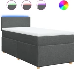 vidaXL Κρεβάτι Boxspring με Στρώμα Σκούρο Γκρι 90x190 εκ. Υφασμάτινο