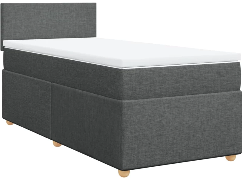 vidaXL Κρεβάτι Boxspring με Στρώμα Σκούρο Γκρι 90x190 εκ. Υφασμάτινο
