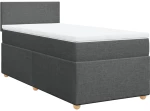 vidaXL Κρεβάτι Boxspring με Στρώμα Σκούρο Γκρι 90x190 εκ. Υφασμάτινο