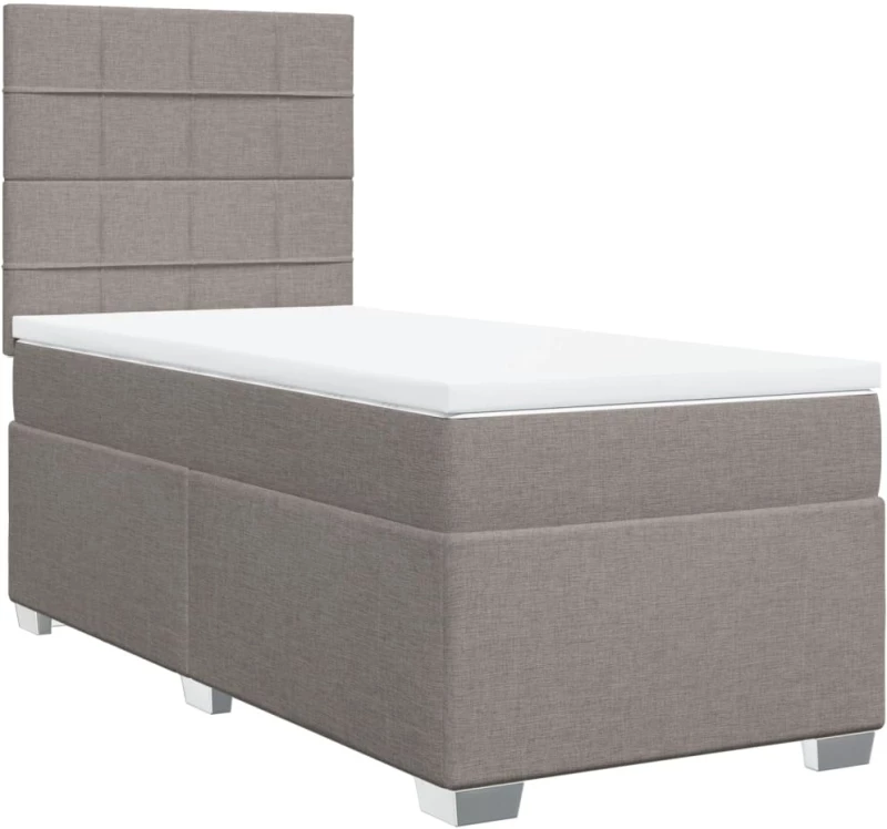vidaXL Κρεβάτι Boxspring με Στρώμα Taupe 90x200 εκ. Υφασμάτινο