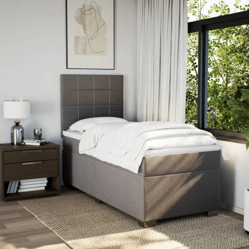 vidaXL Κρεβάτι Boxspring με Στρώμα Taupe 90x200 εκ. Υφασμάτινο