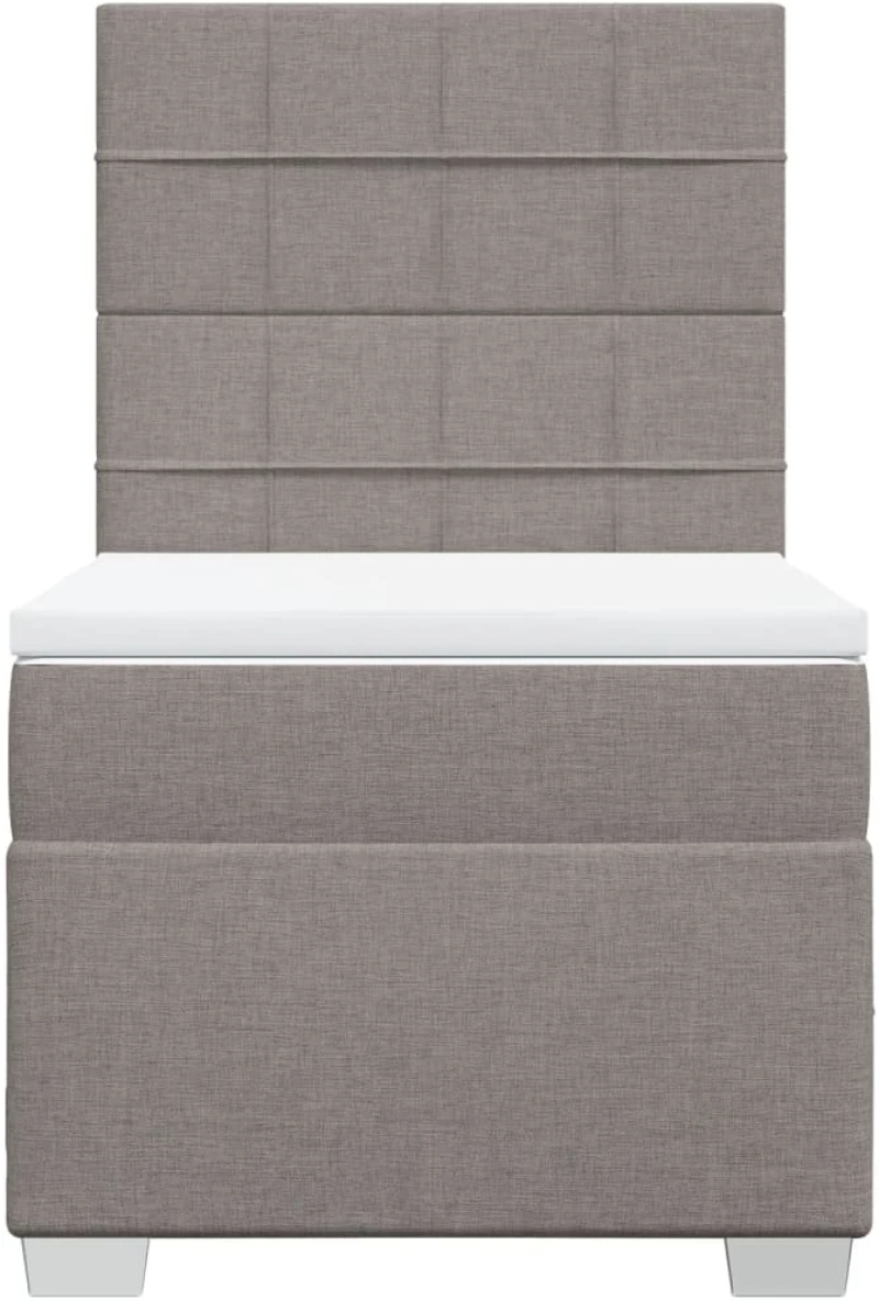 vidaXL Κρεβάτι Boxspring με Στρώμα Taupe 90x200 εκ. Υφασμάτινο