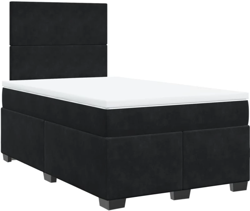 vidaXL Κρεβάτι Boxspring με Στρώμα Μαύρο 120 x 200 εκ. Βελούδινο