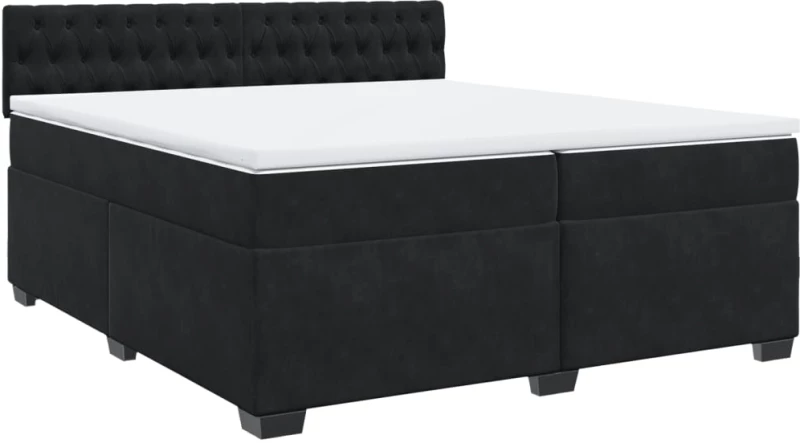vidaXL Κρεβάτι Boxspring με Στρώμα Μαύρο 200x200 εκ. Βελούδινο