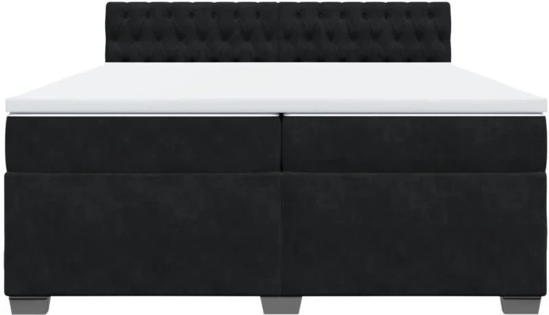 vidaXL Κρεβάτι Boxspring με Στρώμα Μαύρο 200x200 εκ. Βελούδινο