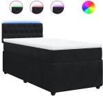 vidaXL Κρεβάτι Boxspring με Στρώμα Μαύρο 80 x 200 εκ. Βελούδινο