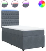 vidaXL Κρεβάτι Boxspring με Στρώμα Σκούρο Γκρι 80x200 εκ. Βελούδινο