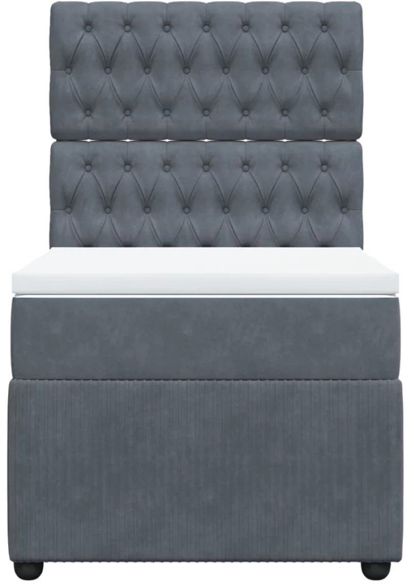 vidaXL Κρεβάτι Boxspring με Στρώμα Σκούρο Γκρι 80x200 εκ. Βελούδινο