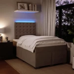 vidaXL Κρεβάτι Boxspring με Στρώμα Ανοιχτό Γκρι 120x200 εκ. Βελούδινο