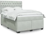 vidaXL Κρεβάτι Boxspring με Στρώμα Ανοιχτό Γκρι 140x190 εκ. Βελούδινο