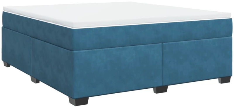 vidaXL Κρεβάτι Boxspring με Στρώμα Σκούρο Μπλε 180x200 εκ. Βελούδινο