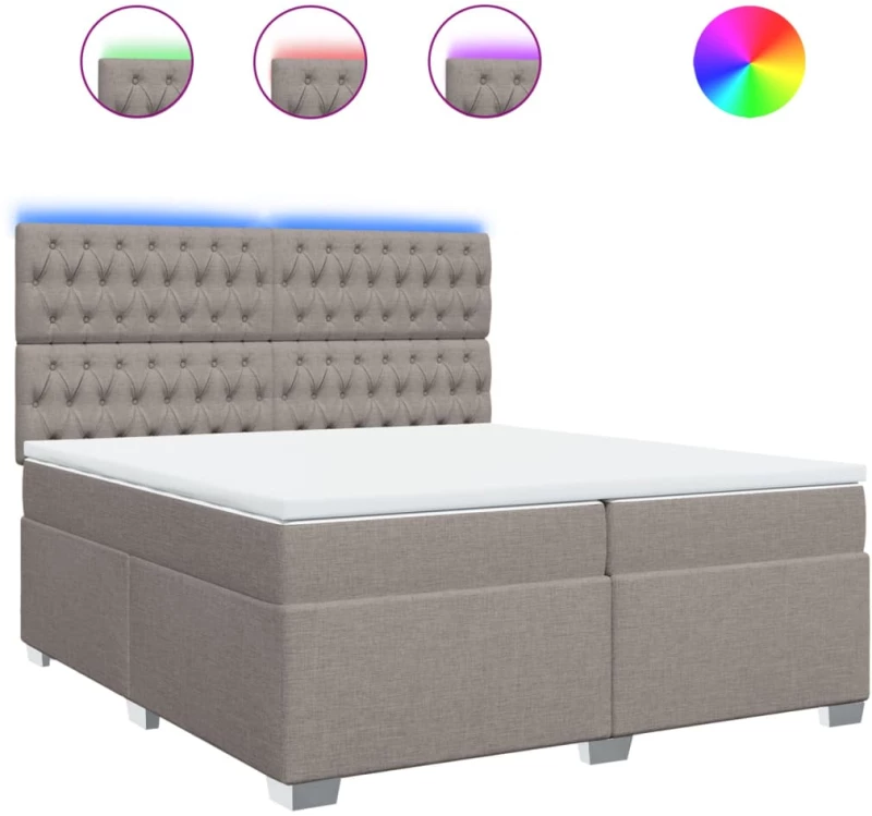 vidaXL Κρεβάτι Boxspring με Στρώμα Taupe 200x200 εκ. Υφασμάτινο