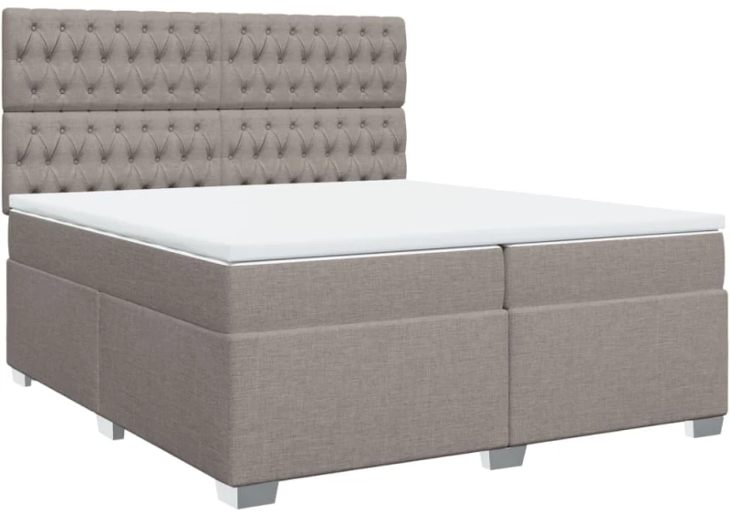 vidaXL Κρεβάτι Boxspring με Στρώμα Taupe 200x200 εκ. Υφασμάτινο