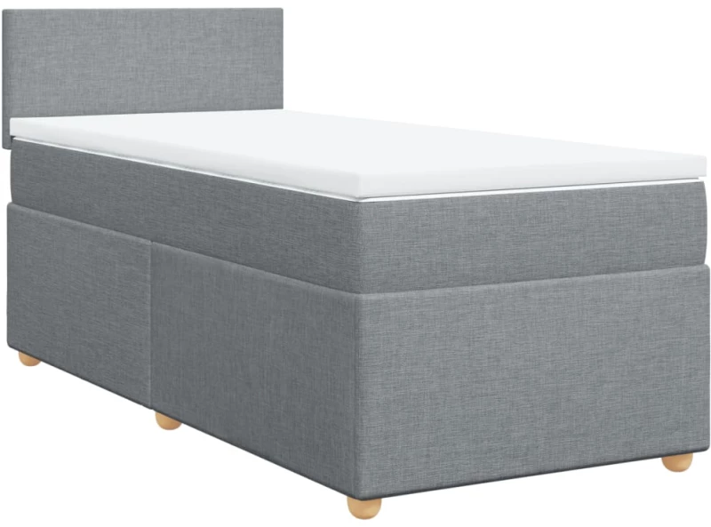 vidaXL Κρεβάτι Boxspring με Στρώμα Ανοιχτό Γκρι 80x200 εκ. Υφασμάτινο
