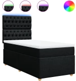 vidaXL Κρεβάτι Boxspring με Στρώμα Μαύρο 90x190 εκ.Υφασμάτινο