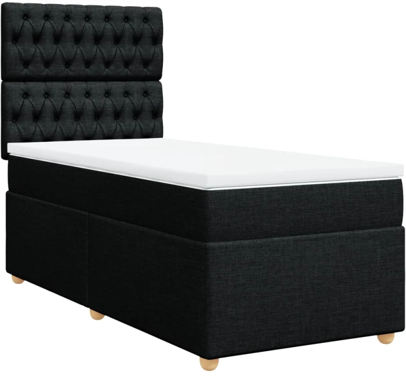vidaXL Κρεβάτι Boxspring με Στρώμα Μαύρο 90x190 εκ.Υφασμάτινο