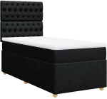 vidaXL Κρεβάτι Boxspring με Στρώμα Μαύρο 90x190 εκ.Υφασμάτινο