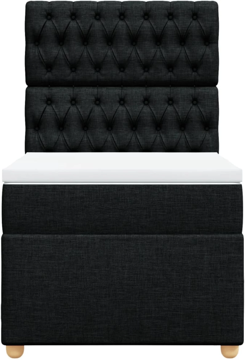 vidaXL Κρεβάτι Boxspring με Στρώμα Μαύρο 90x190 εκ.Υφασμάτινο