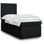 vidaXL Κρεβάτι Boxspring με Στρώμα Μαύρο 100 x 200 εκ. Υφασμάτινο