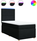 vidaXL Κρεβάτι Boxspring με Στρώμα Μαύρο 100 x 200 εκ. Υφασμάτινο
